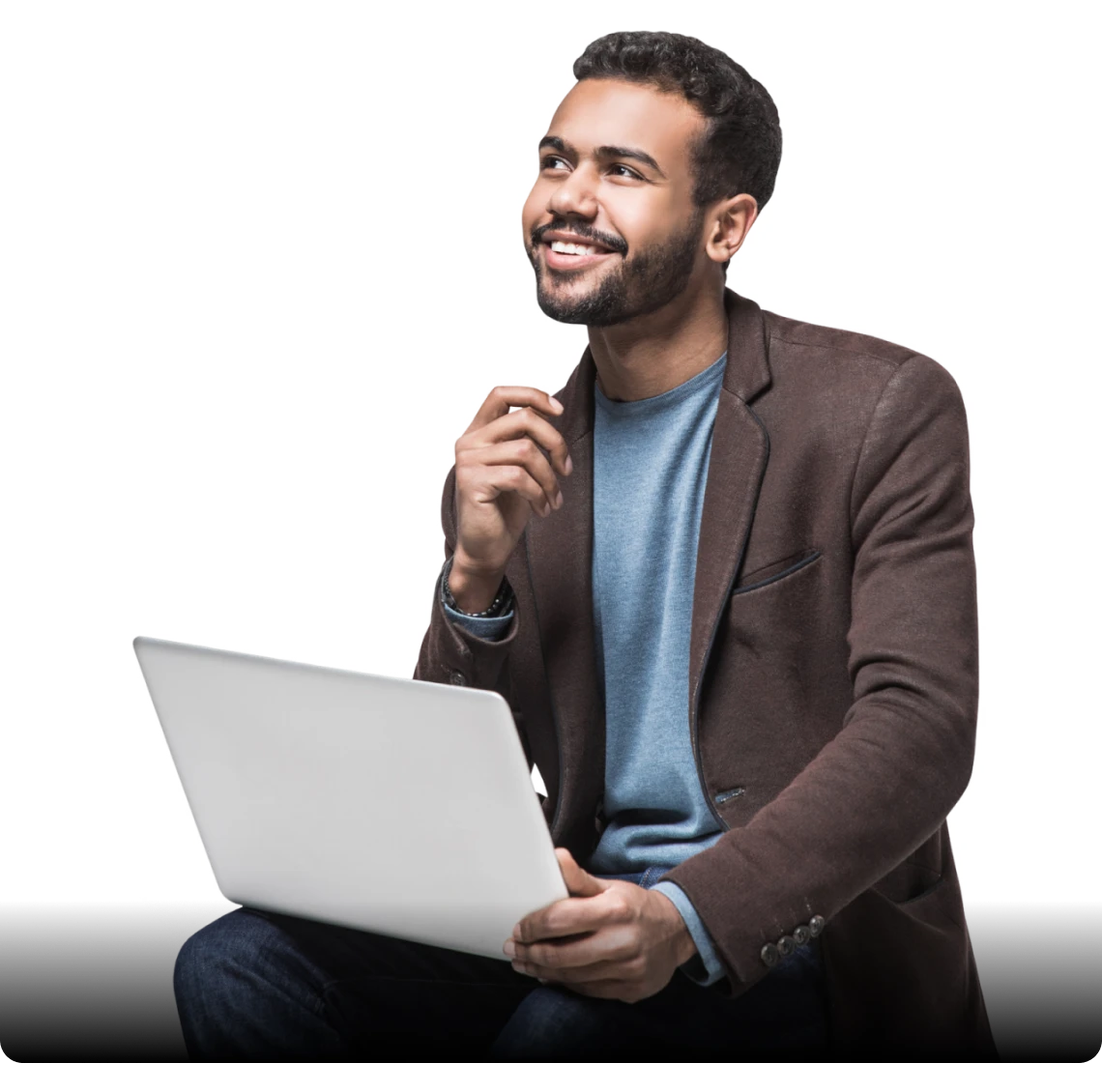 Person thinking with laptop